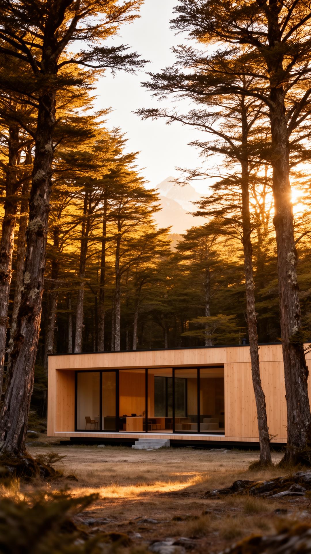 Casa moderna entre bosque nativo