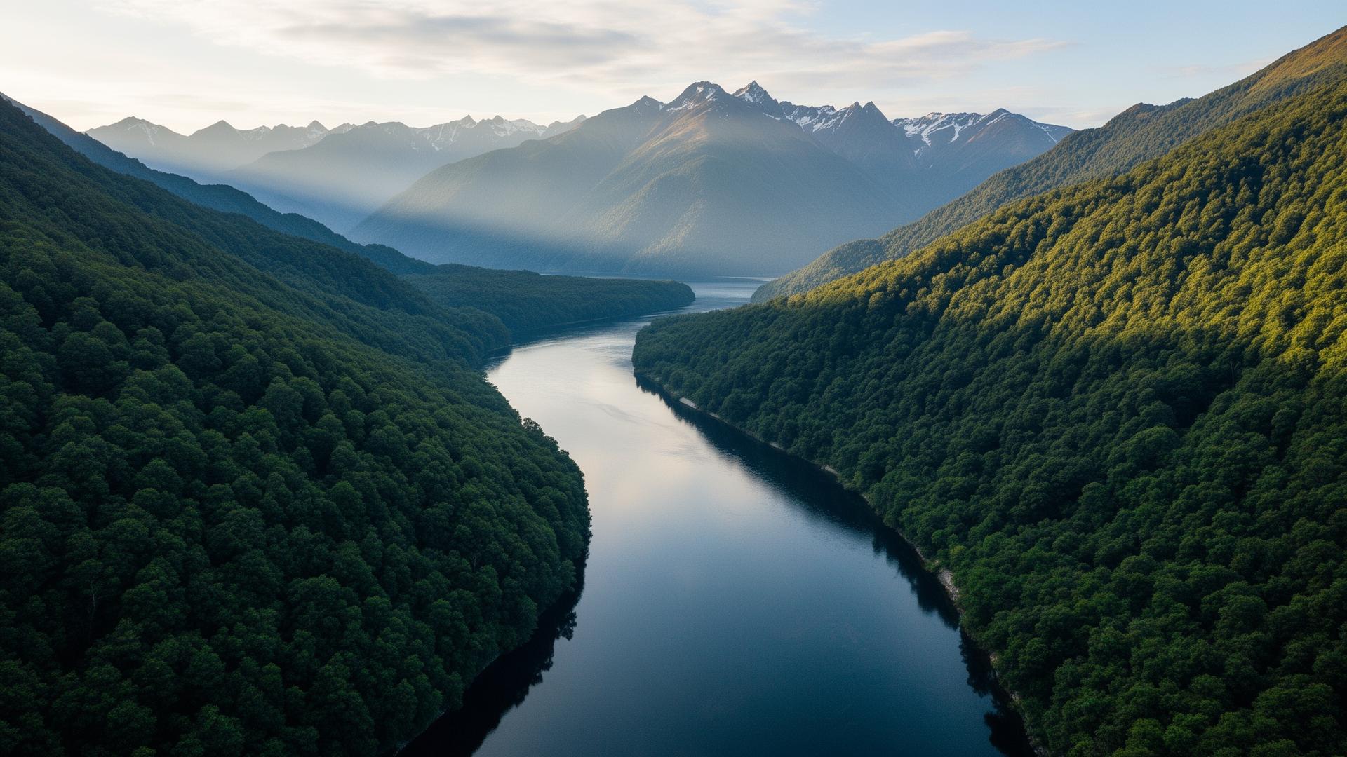 Río en el sur de Chile rodeado de bosque nativo